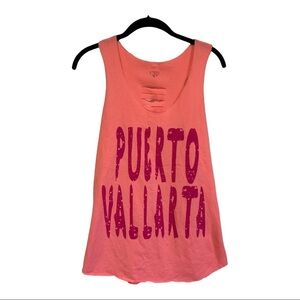 Puerto Vallarta pink thrashed back tank